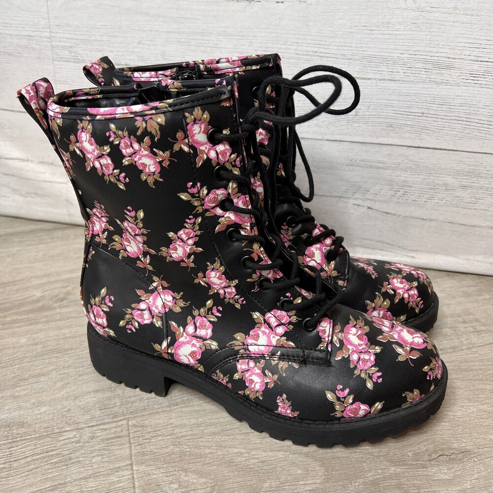 Jellypop Boots Womens Size 9M Black Ramsey Floral Chunky Combat Y2K 90's - Picture 6 of 16